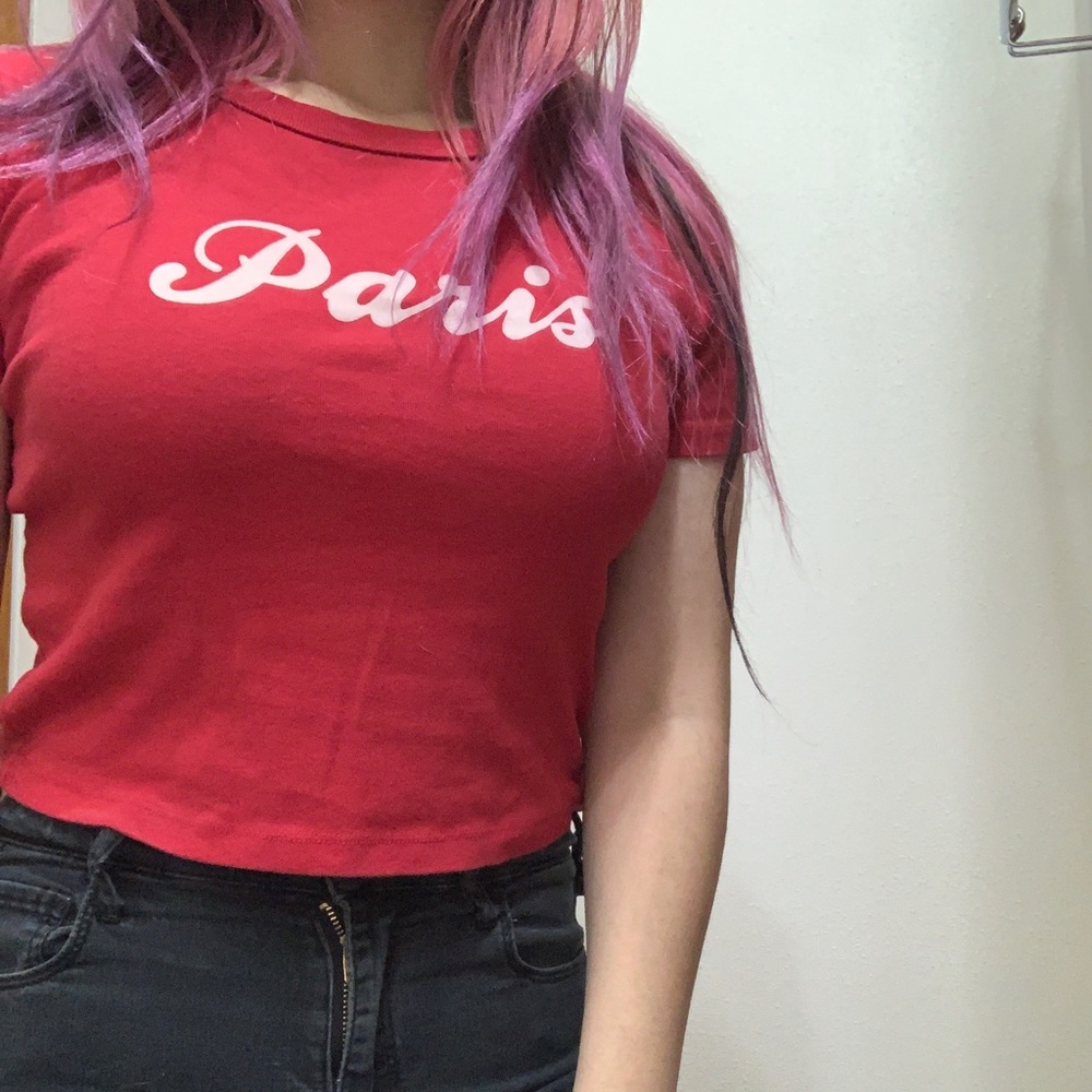Red cropped shirt